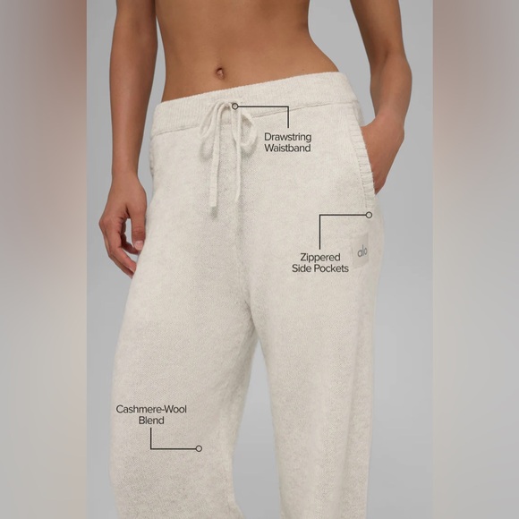 Alo Yoga Bone Heather Wool Cashmere New Class Sweatpant - Picture 2 of 6